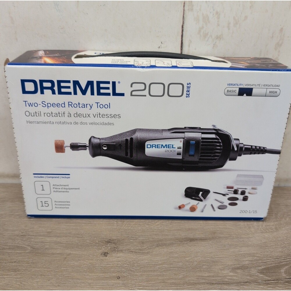 NEW Dremel 200 Series Corded 2 Speed Rotary Tool 15 Accessories & 1 Attachment